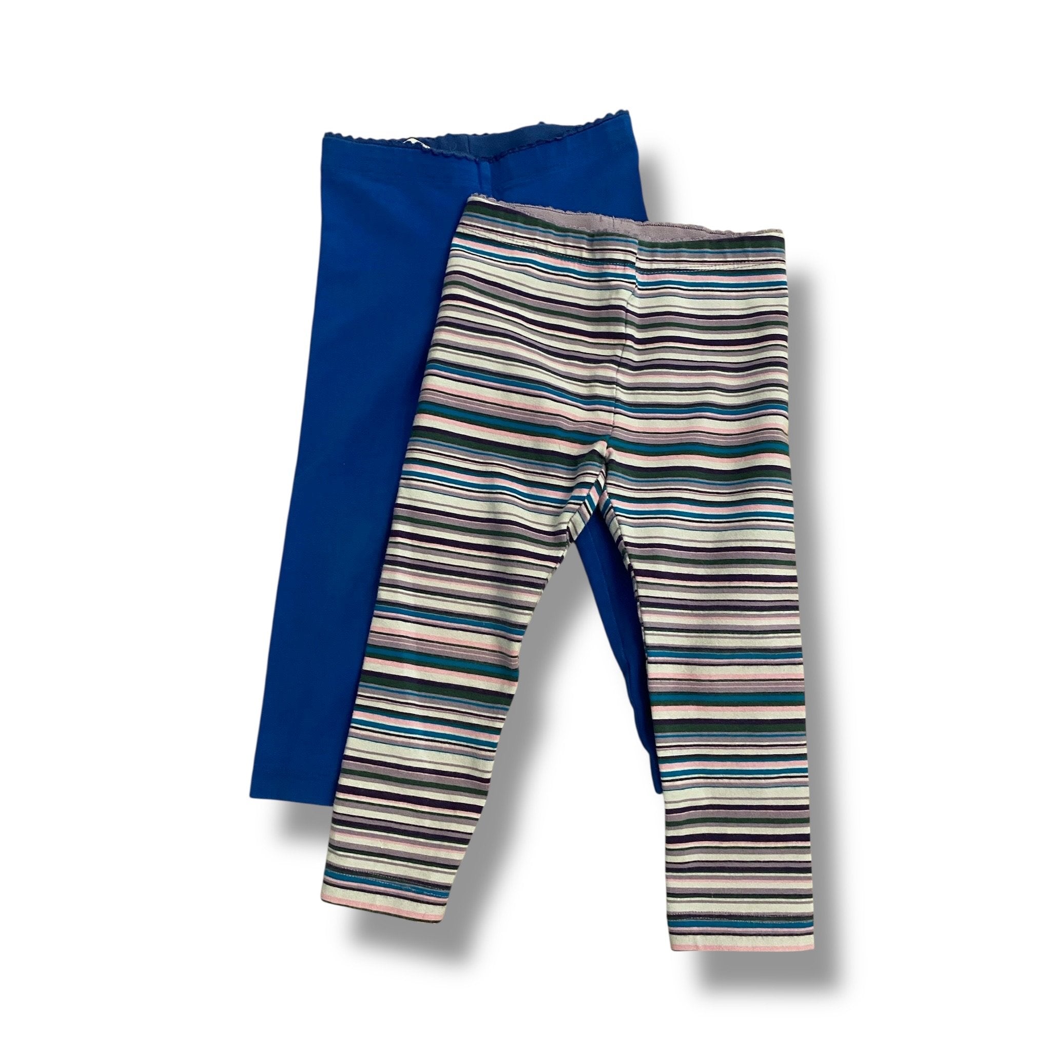 Size 2 Tea Collection legging set - one solid blue, one striped blue/gray/purple - 2 total Default Title / 2 / Girl