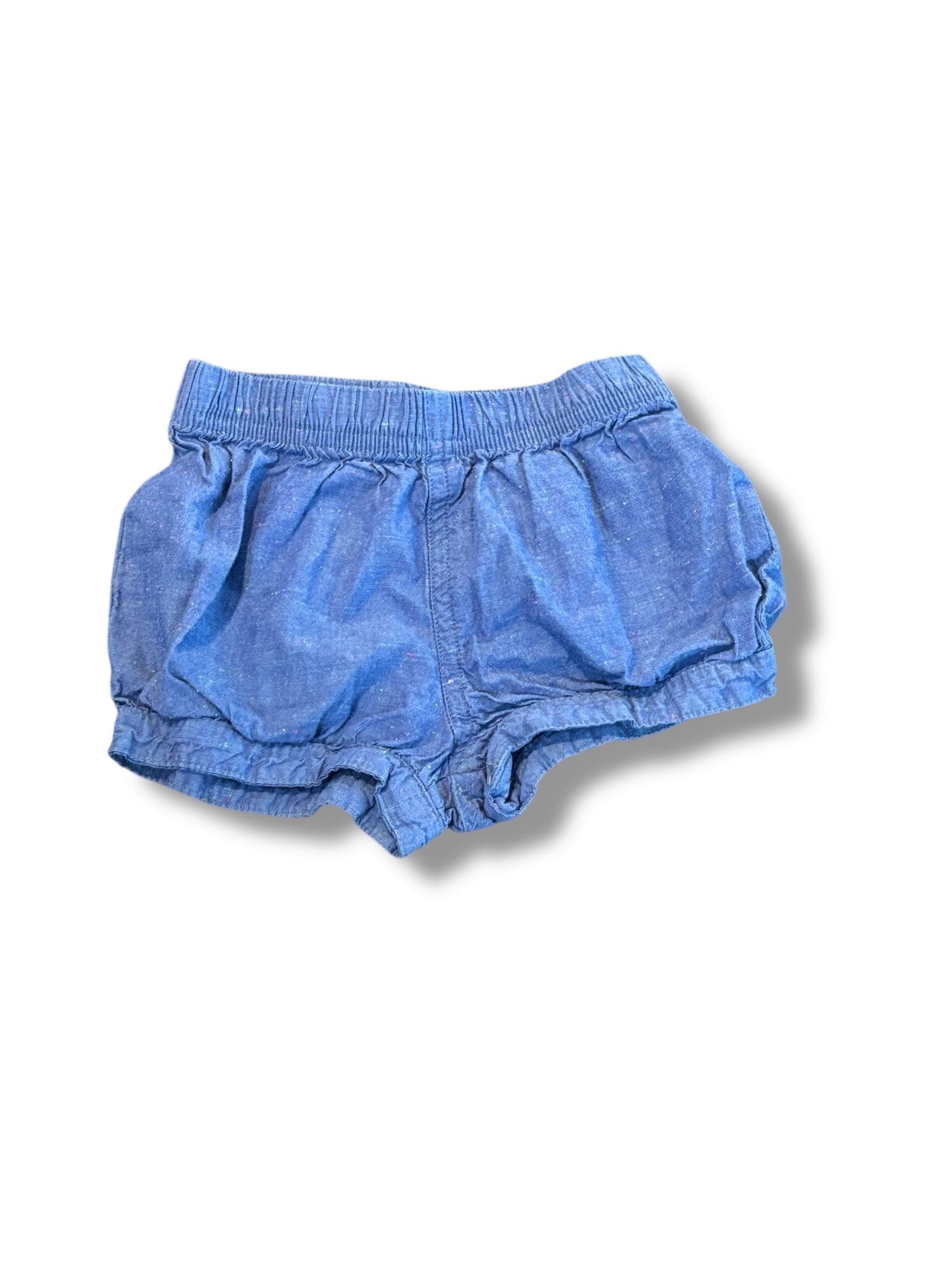 Size 6-9 month Tea Collection chambray shorts w/ neon yellow/pink threads Default Title / 6-9 month / Girl