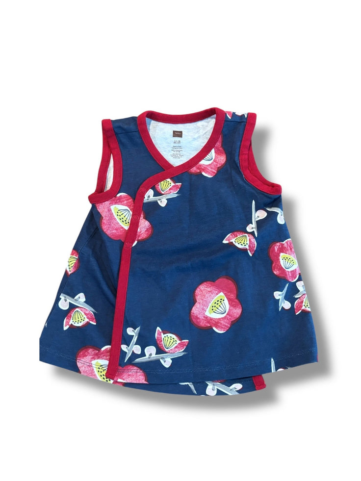 Size 12-18 month Tea Collection navy kimono tank w/ maroon trim, flowers NWT Default Title / 12-18 month / Girl