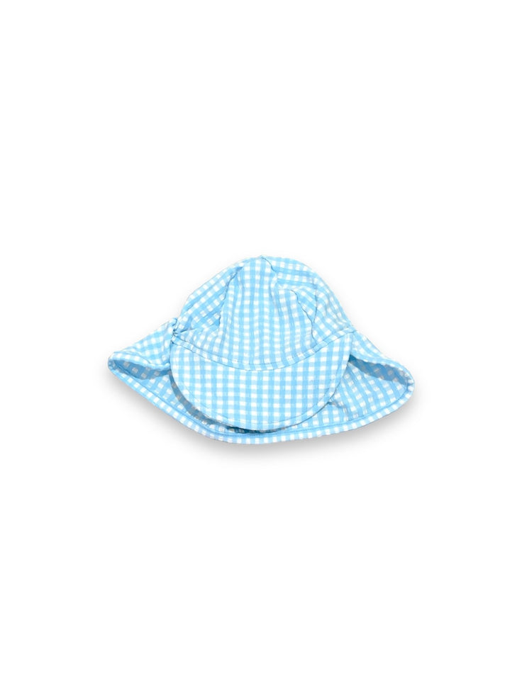 Size 3-6 month Flap Happy blue and white gingham hat Default Title / 3-6 month / Boy