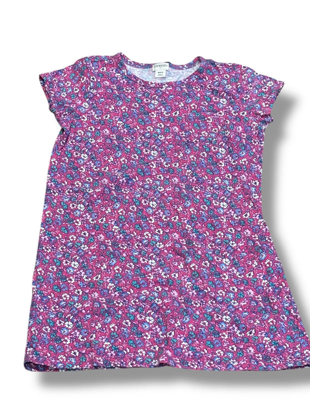 Size 8-9 Crewcuts knit short sleeve magenta dress with teal/periwinkle/white/light pink floral pattern Default Title / 9-Aug / Girl