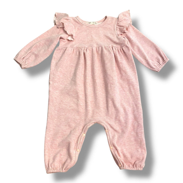 Size 24 month Mabel + Honey light pink sweater romper with ruffle shoulder Default Title / 2 / Girl
