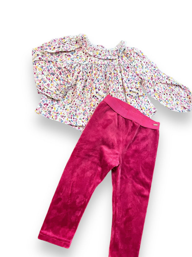 Mayoral floral long sleeve top and pink velour leggings Default Title / One Size / Girl