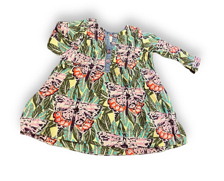 Size 3/6 month Pink Chicken green/teal/purple butterfly dress Default Title / 3-6 month / Girl
