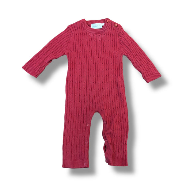 Size 6 month Elegant Baby dark red cable knit romper w/ matching hat Default Title / 6 month / Girl