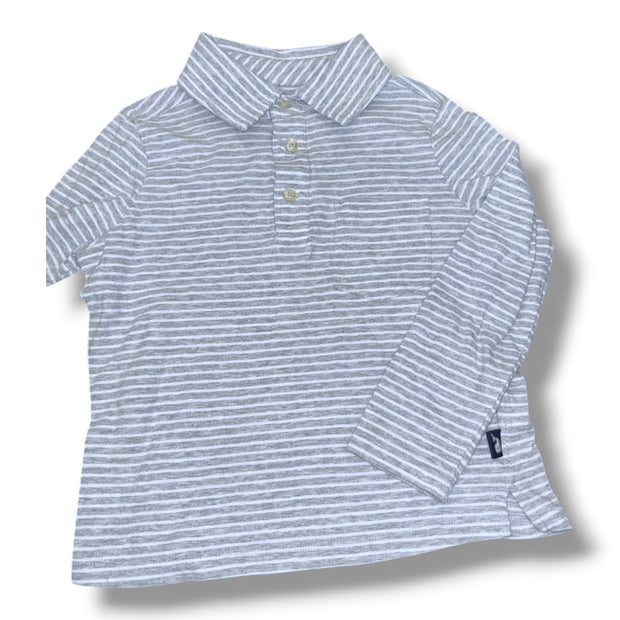 Size 5 Vineyard Vines gray/white striped long-sleeve polo Default Title / 5 / Boy