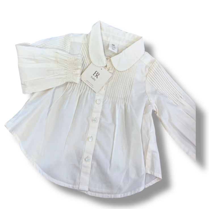 Size 12-18 month BR cream pleated button up shirt, NWT Default Title / 12-18 month / Girl