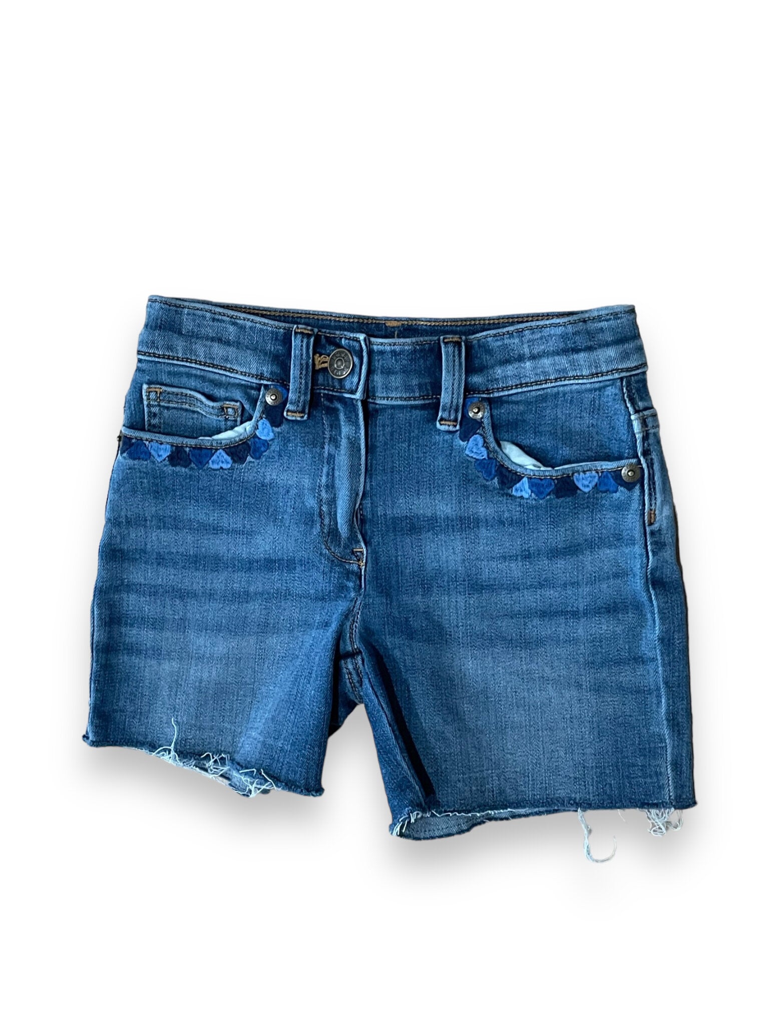 Size 6 Crewcuts Jean shorts with embroidered hearts on pockets Default Title / 6 / Girl