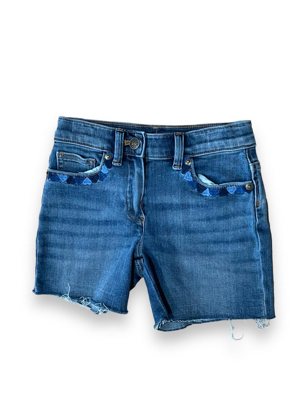 Size 6 Crewcuts Jean shorts with embroidered hearts on pockets Default Title / 6 / Girl