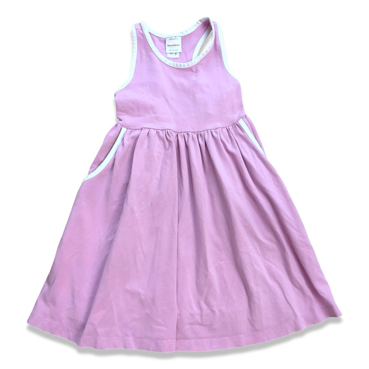 Size 4 Hanna Andersson light pink racerback dress with white trim Default Title / 4 / Girl