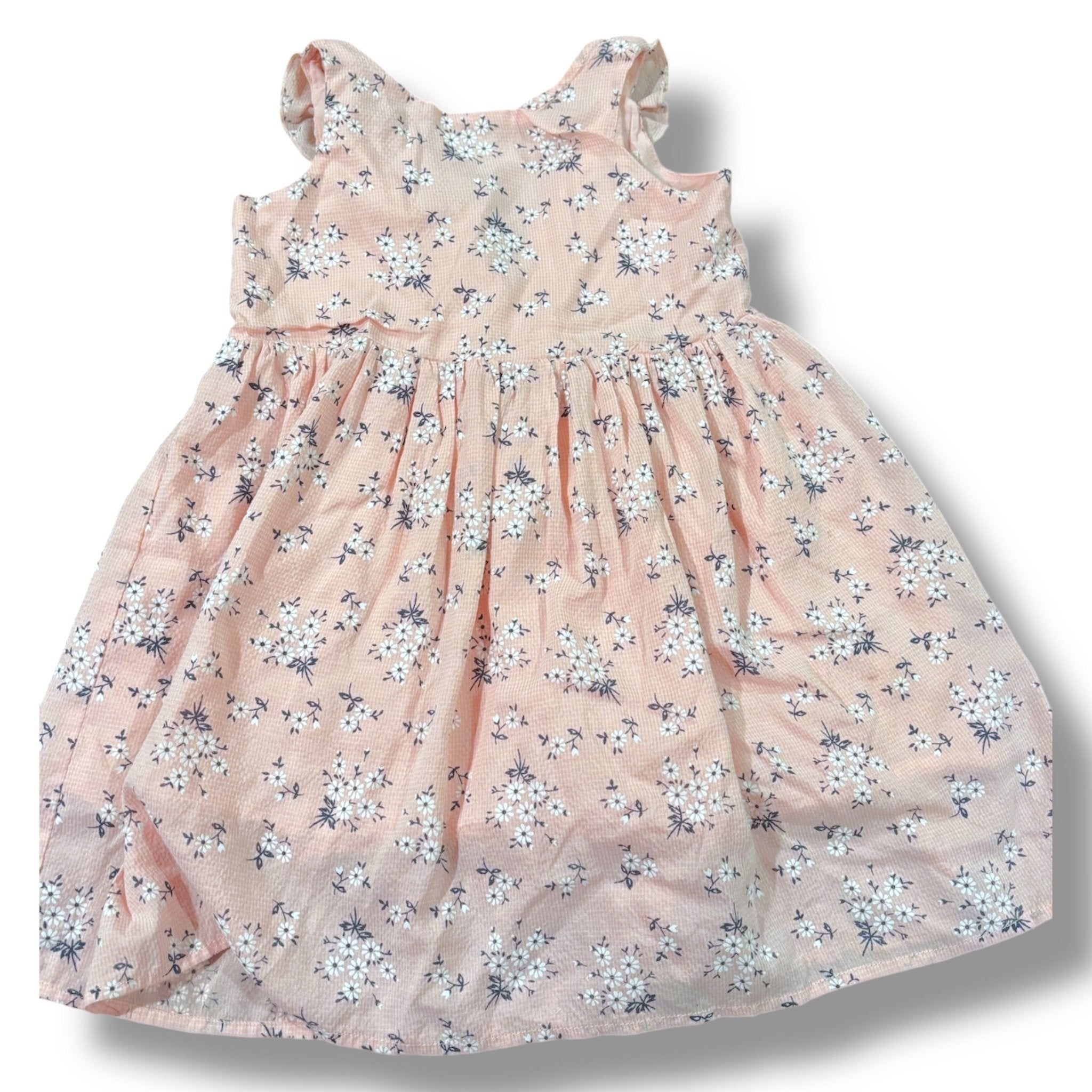 Size 5 Vignette light pink/white tiny checkered dress w/ white flowers, sash Default Title / 5 / Girl