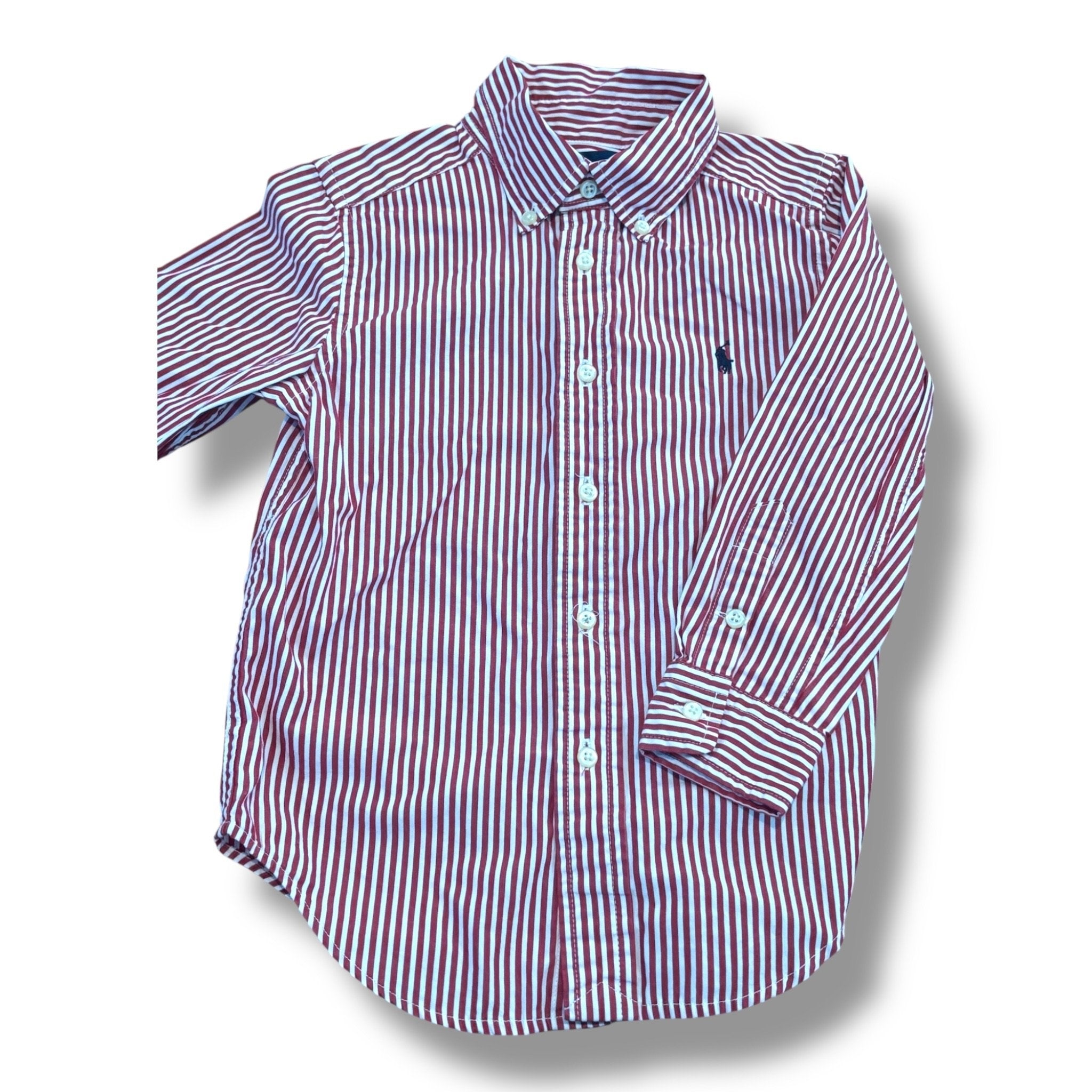 Size 4 Ralph Lauren red/white vertical striped button down Default Title / 4 / Boy