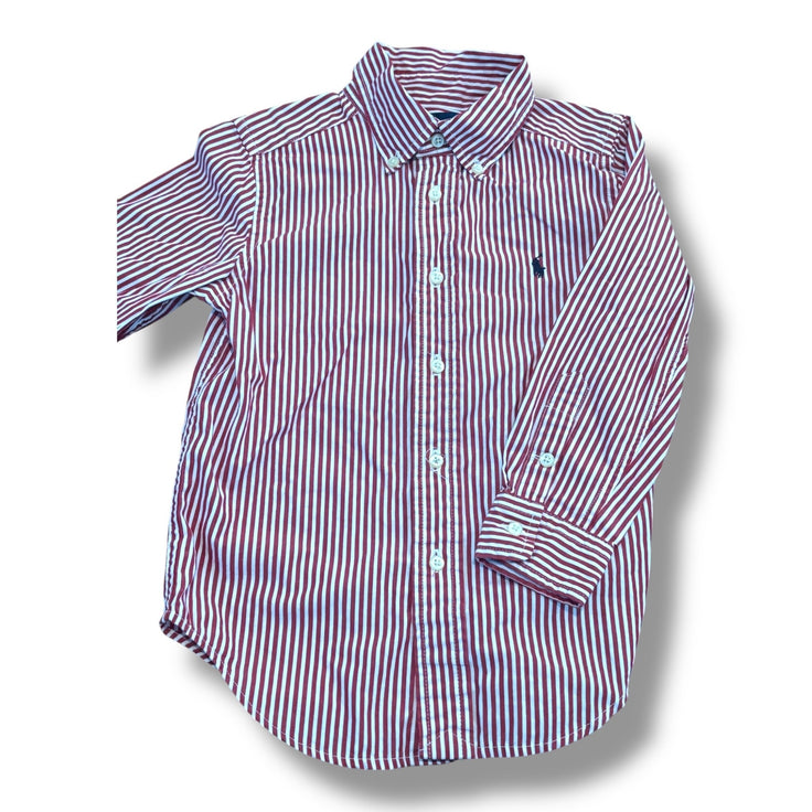 Size 4 Ralph Lauren red/white vertical striped button down Default Title / 4 / Boy