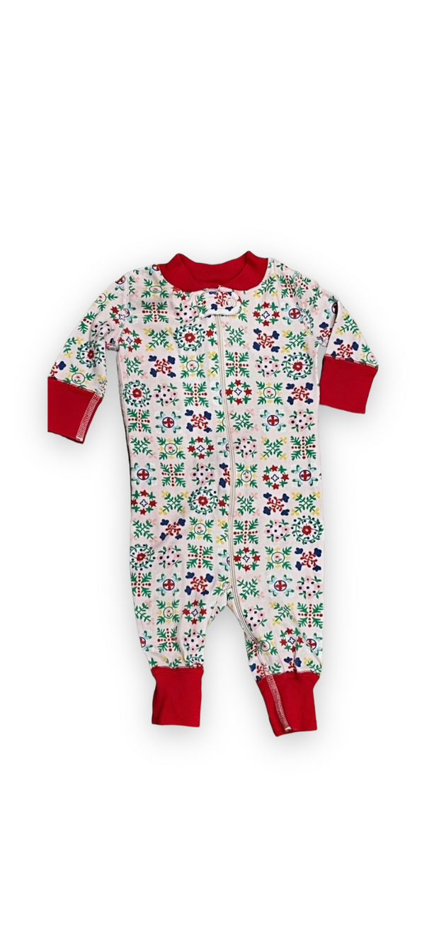 Size 0-6 Hanna Andersson pink zip up sleeper with medallions Default Title / 0-6 month / Girl