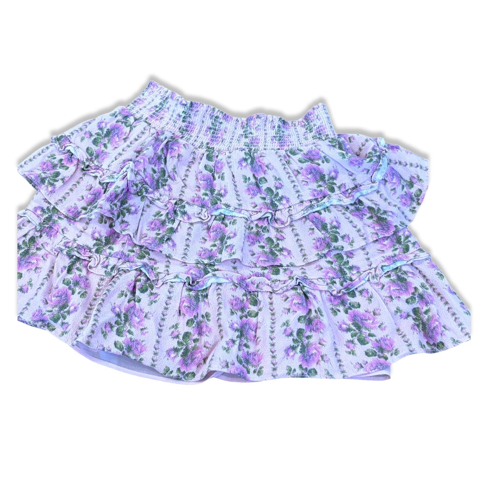 Size 10 Love Shack fancy purple floral tiered skirt Default Title / 10 / Girl
