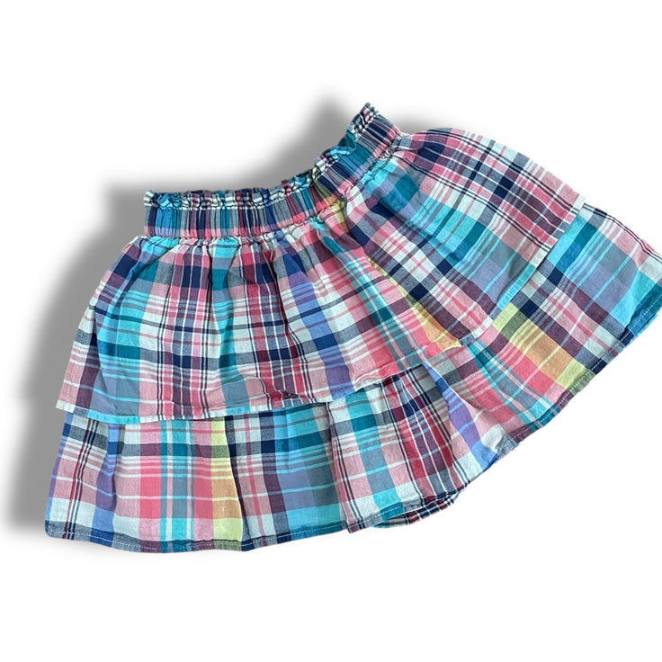 Size 6 Bonton plaid 2 layered mini skirt Default Title / 6 / Girl