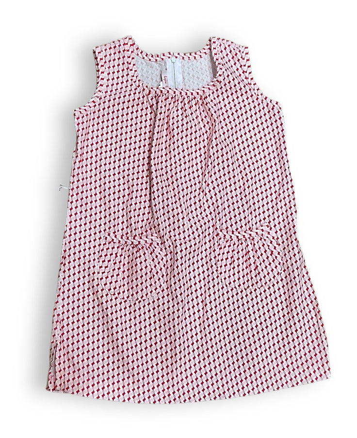 Size 4 Kayce Hughes shift dress with red, pink, white geometric design Default Title / 4 / Girl