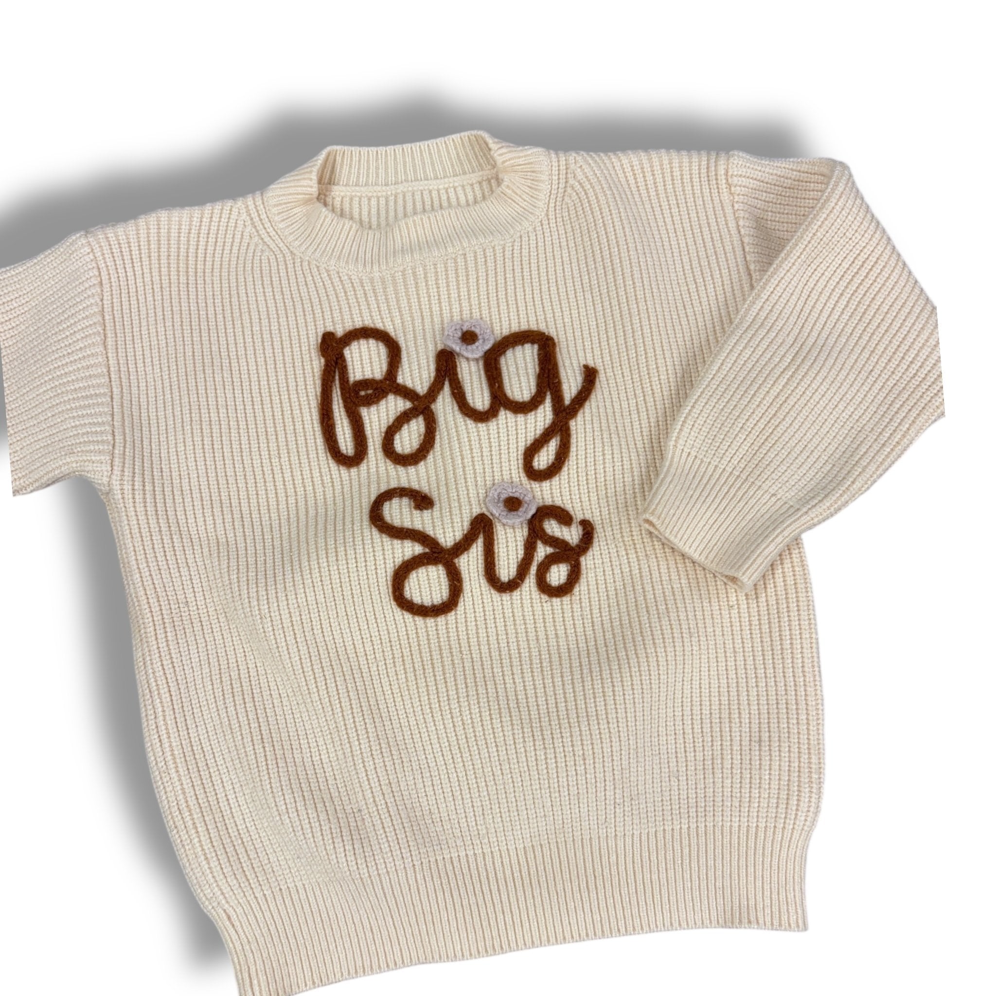 Size 5 tan sweater with BIG SIS, and flowers Default Title / 5 / Girl