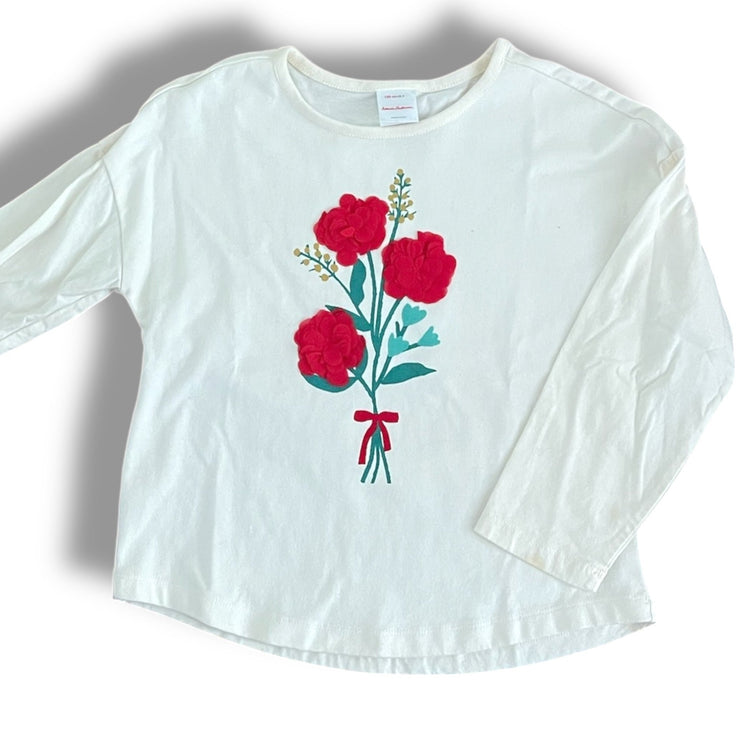 Size 8 Hanna Andersson long sleeved cream tshirt with floral bouquet on front Default Title / 8 / Girl