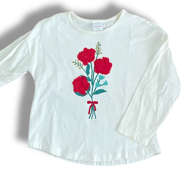Size 8 Hanna Andersson long sleeved cream tshirt with floral bouquet on front Default Title / 8 / Girl