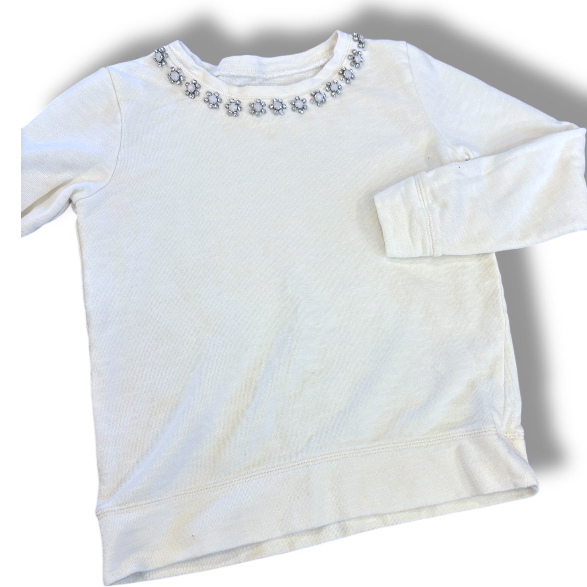 Size 8 Crewcuts off white sweatshirt with gem neckline Default Title / 8 / Girl