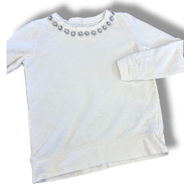 Size 8 Crewcuts off white sweatshirt with gem neckline Default Title / 8 / Girl
