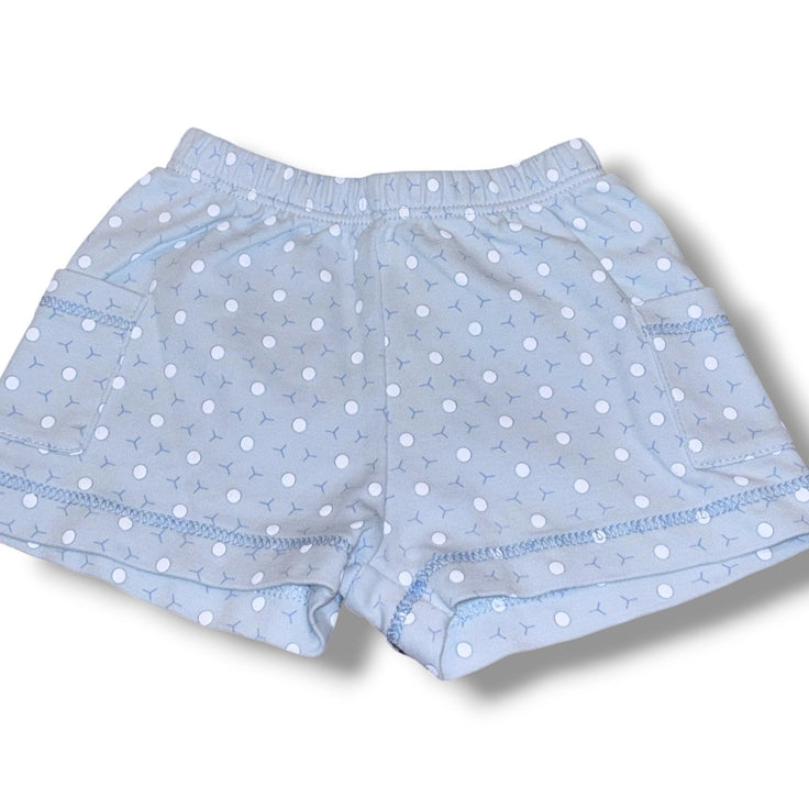 Size 9 month Magnolia Baby blue knit shorts w/ white polka dots, light blue pattern Default Title / 9 month / Boy