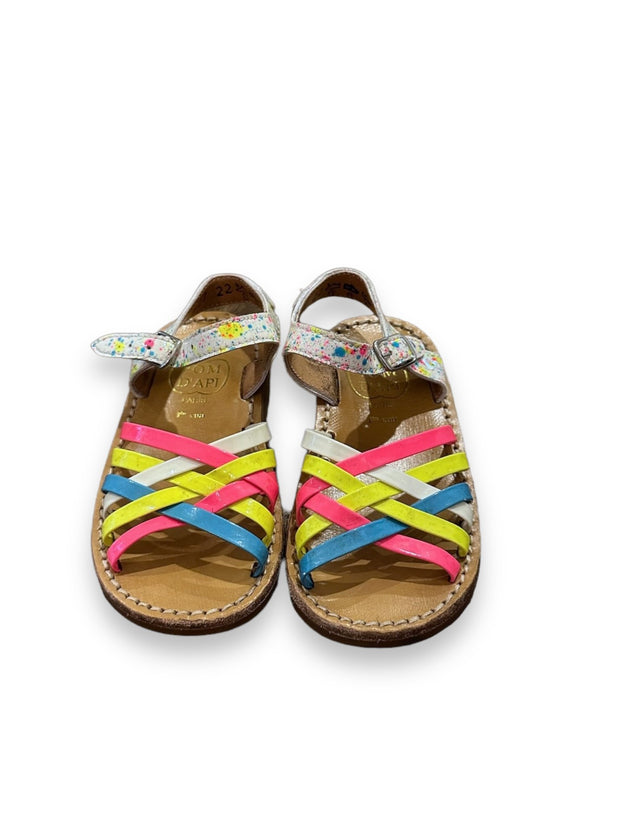 Size 6 Toddler Pom D'Api blue/yellow/pink sandals Default Title / 6 / -