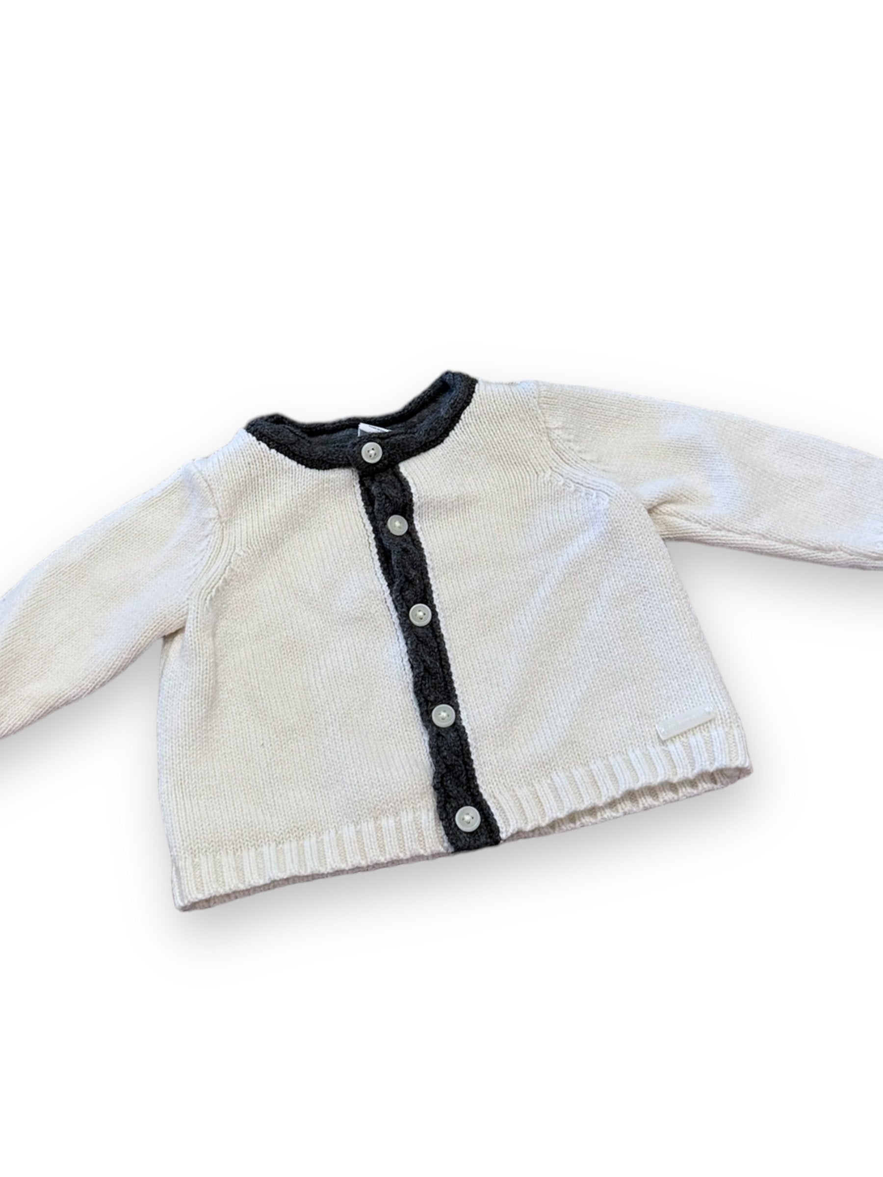 Size 0-3 month Janie and Jack White Cardigan with Gray Trim Default Title / 0-3 month / Girl