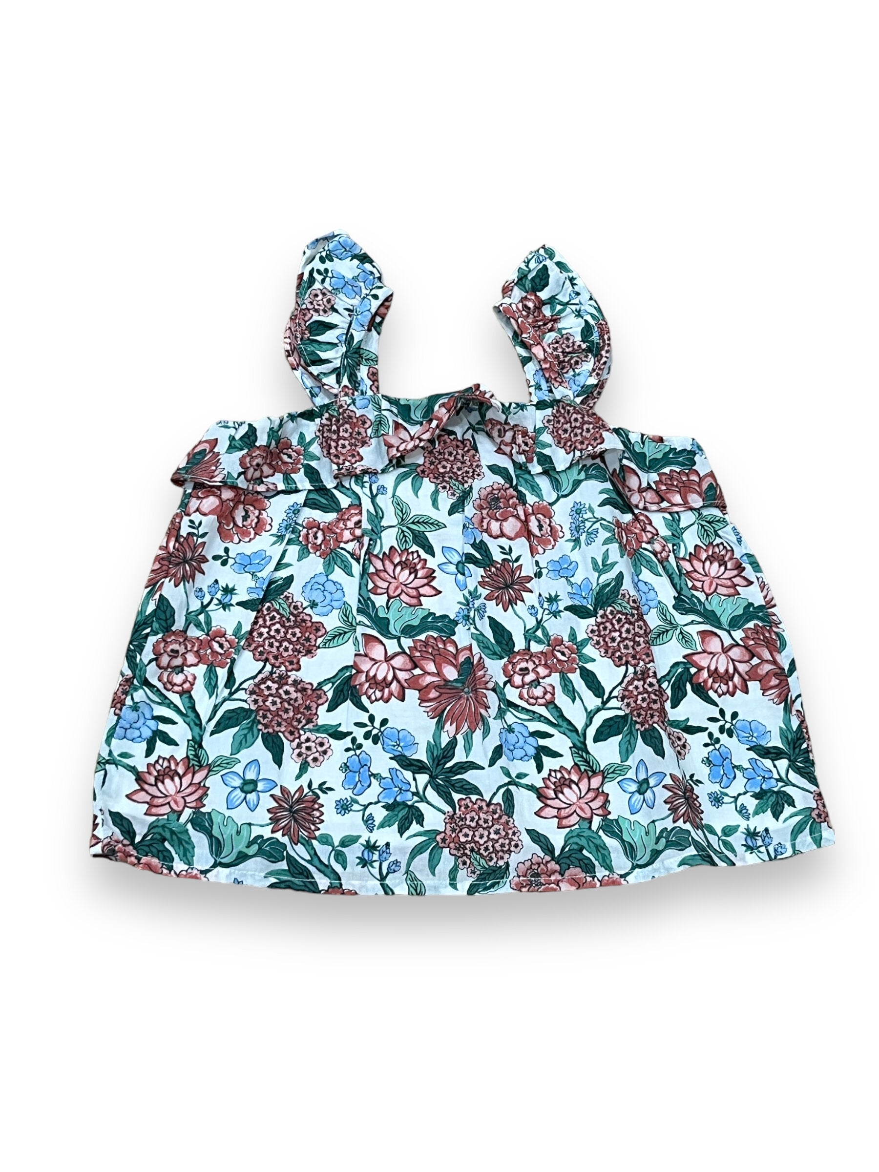 Size 18-25 month green/blue/burgundy floral tank Default Title / 18-24 month / Girl