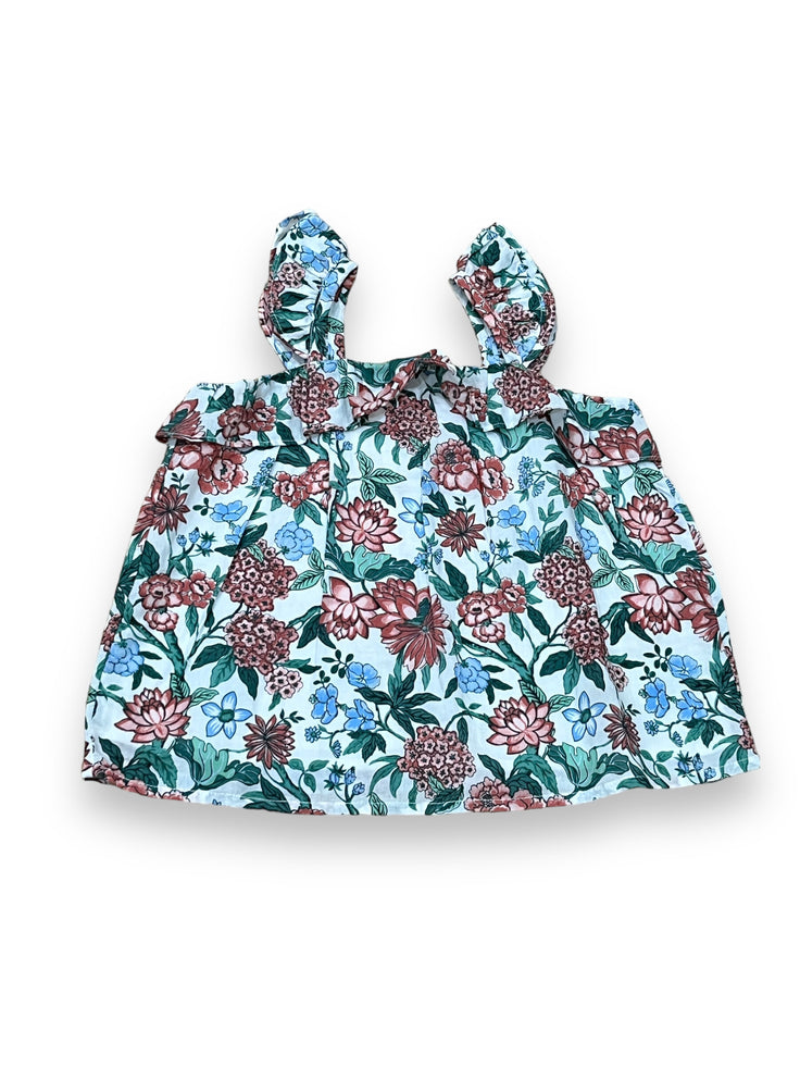 Size 18-25 month green/blue/burgundy floral tank Default Title / 18-24 month / Girl