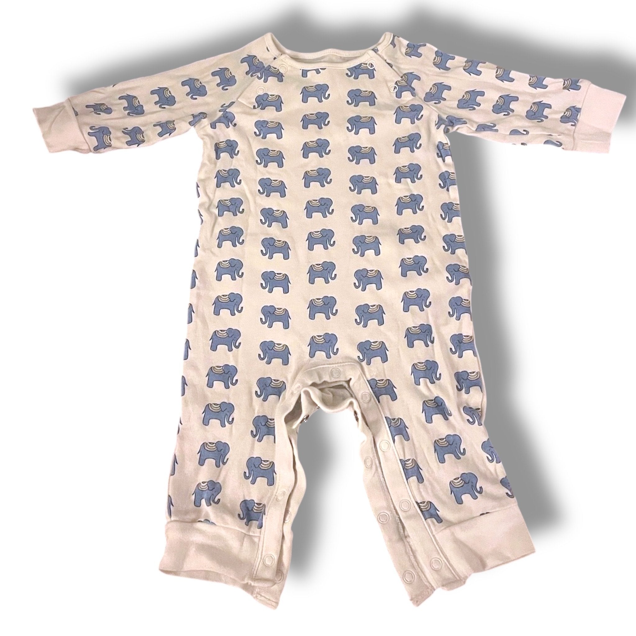 Size 3-6 month Janie and Jack blue elephant print jumpsuit Default Title / 3-6 month / Boy