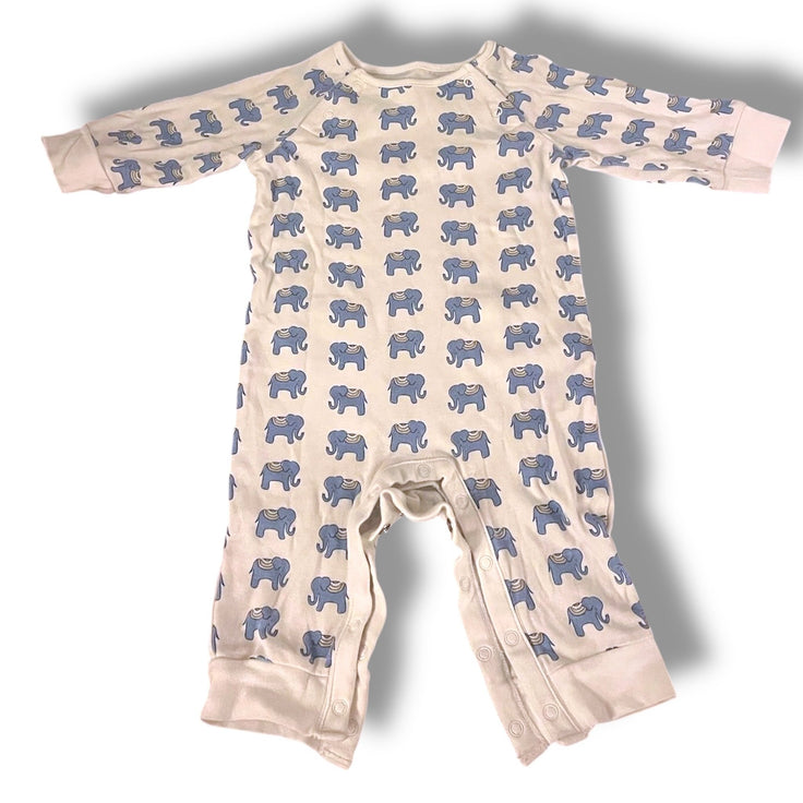 Size 3-6 month Janie and Jack blue elephant print jumpsuit Default Title / 3-6 month / Boy