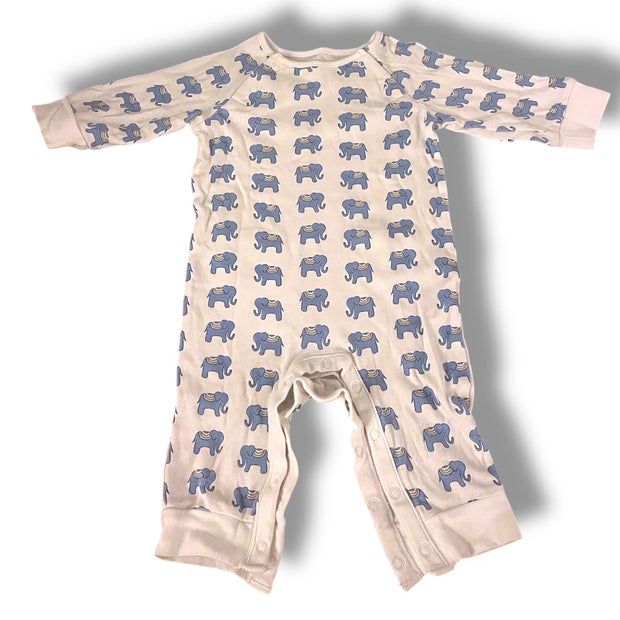 Size 3-6 month Janie and Jack blue elephant print jumpsuit Default Title / 3-6 month / Boy