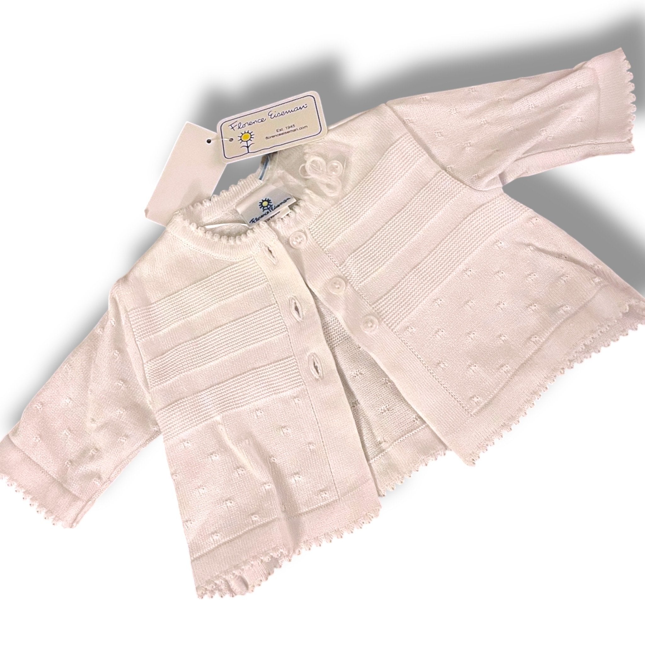 Size 3 month Florence Eiseman white cardigan NWT Default Title / 3 / Girl