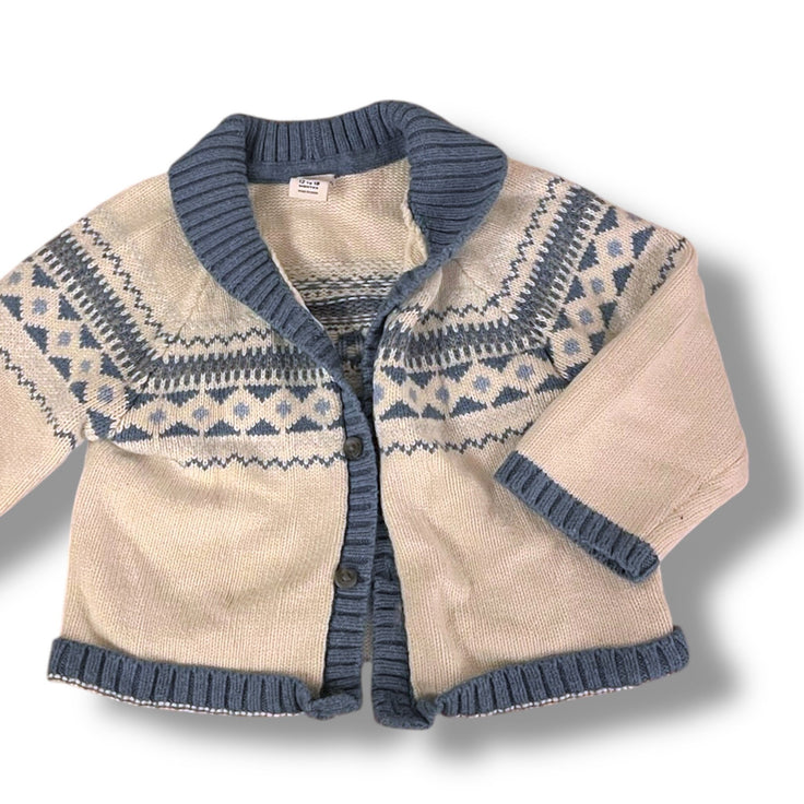 Size 12-18 months Janie and Jack blue and white collared sweater Default Title / 12-18 month / Boy