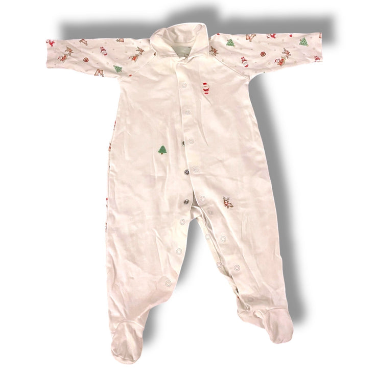 Size 3 months baby threads Christmas onesie with print sleeves and on back (see picture of front & back) Default Title / 3 / -