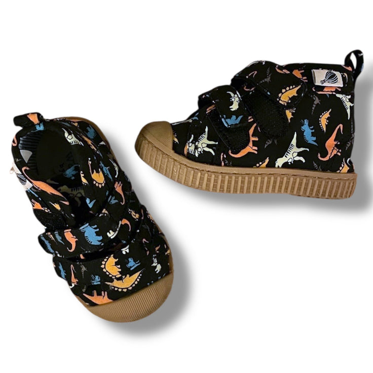 Size 4 adventure wash n wear by copper key black shoes with dinosaurs - Velcro Default Title / 4 / -