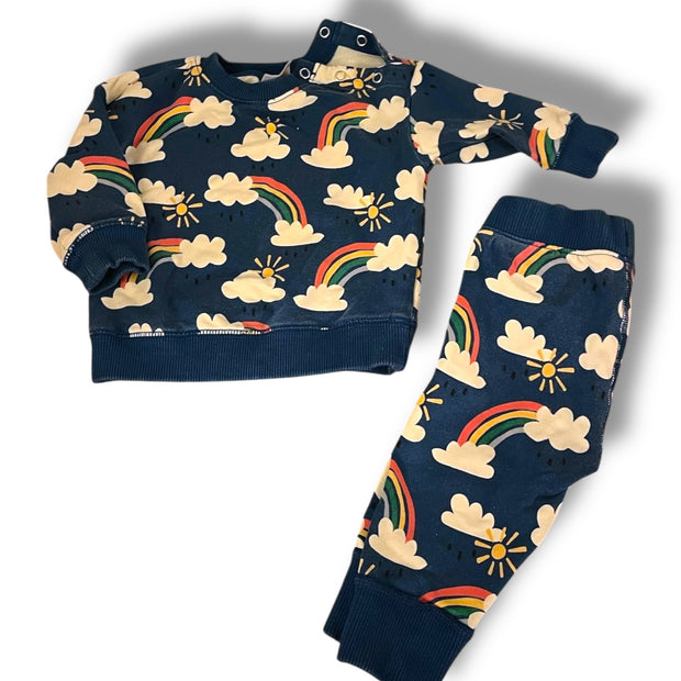 Side 3-6 months Hanna Andersson blue rainbow sweat set (blue is lighter than pictured)- faded Default Title / 3-6 month / Boy