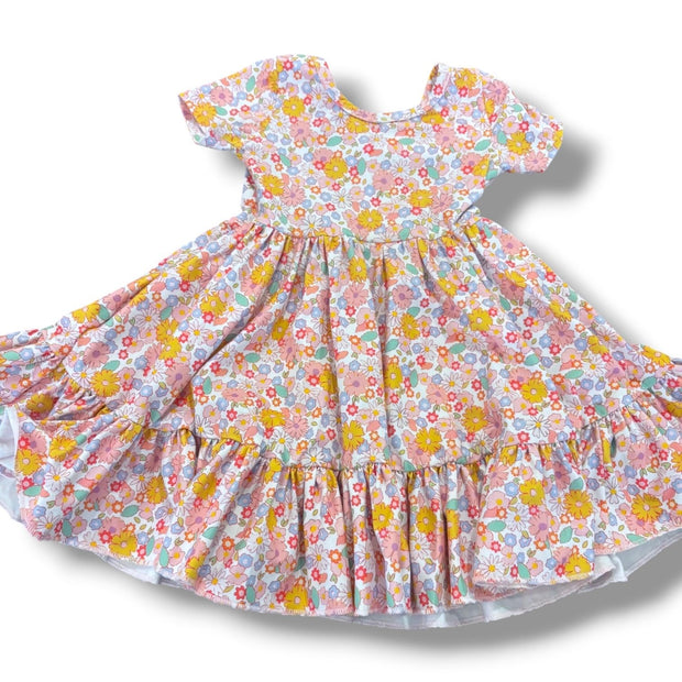 Size 12-18 month (length of a 2T) pastel yellow, pink, teal, purple knit dress Default Title / 12-18 month / Girl