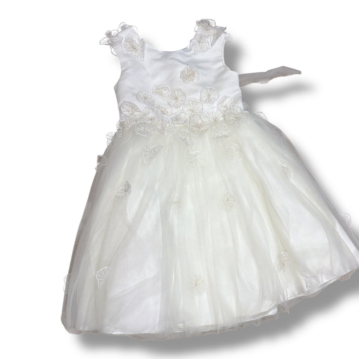 Size 6 Princess Daliana (anthropology) ivory formal dress with tulle overlay and flower applique Default Title / 6 / Girl