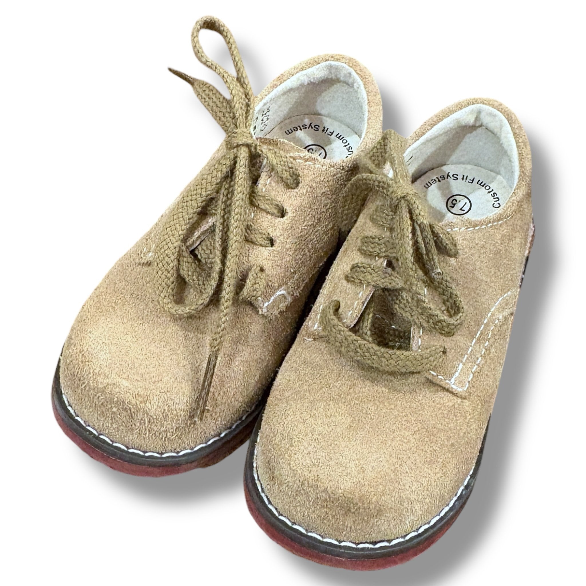 Size 7.5 toddler footmates light brown suede lace up shoes Default Title / 8-Jul / -
