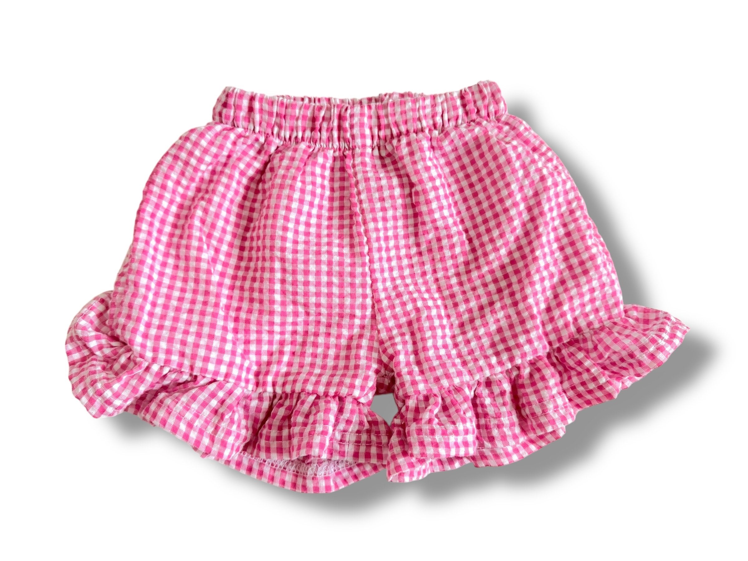 Size 12 month Blanks Boutique pink and white gingham shorts with ruffle Default Title / 12 / Girl
