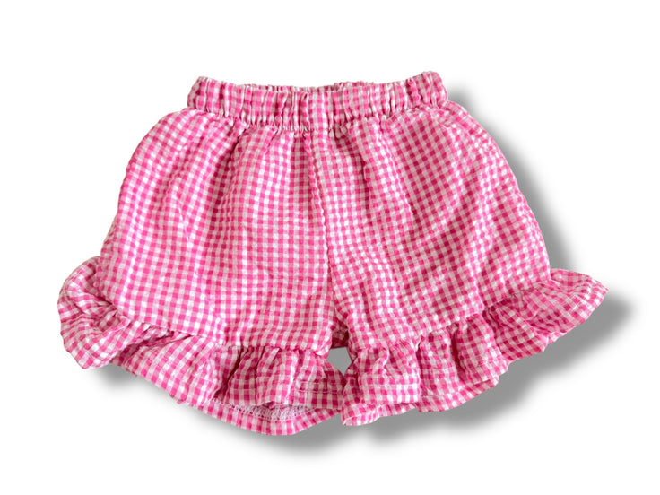 Size 12 month Blanks Boutique pink and white gingham shorts with ruffle Default Title / 12 / Girl