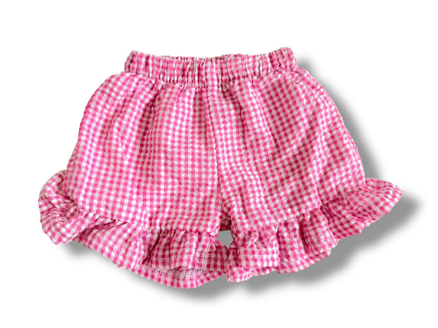 Size 12 month Blanks Boutique pink and white gingham shorts with ruffle Default Title / 12 / Girl
