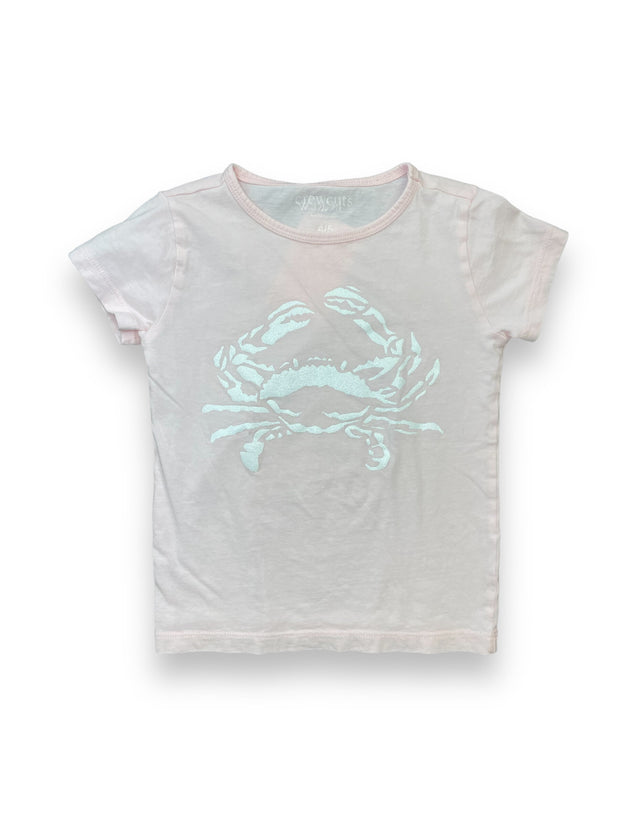 Size 4-5 Crewcuts pink tee with white sparkle crab Default Title / 5-Apr / -