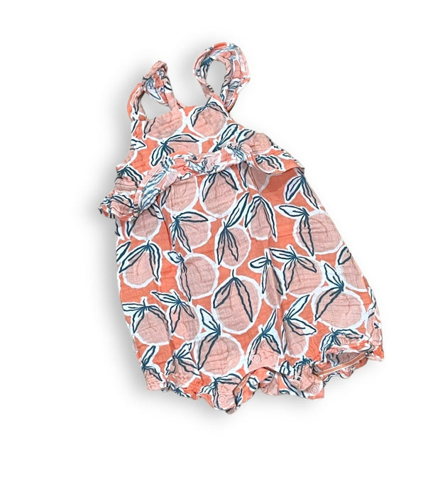 Size 6-12 month Angel dear peach and teal leaves tank muslin romper Default Title / 6-12 month / Girl