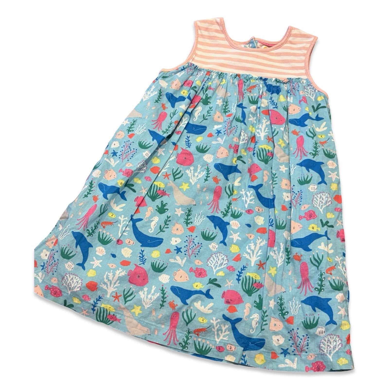 Size 3/4 Boden dress with pink/white stripe top and sea creature skirt Default Title / 4-Mar / Girl
