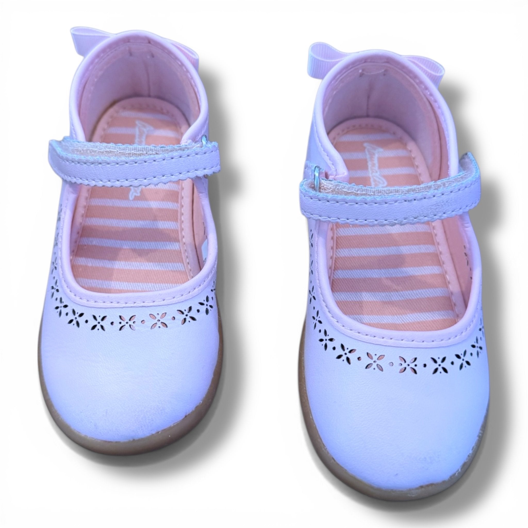 Size 7 Hanna Andersson pink velcro mary janes with bow on the back Default Title / 7 / -