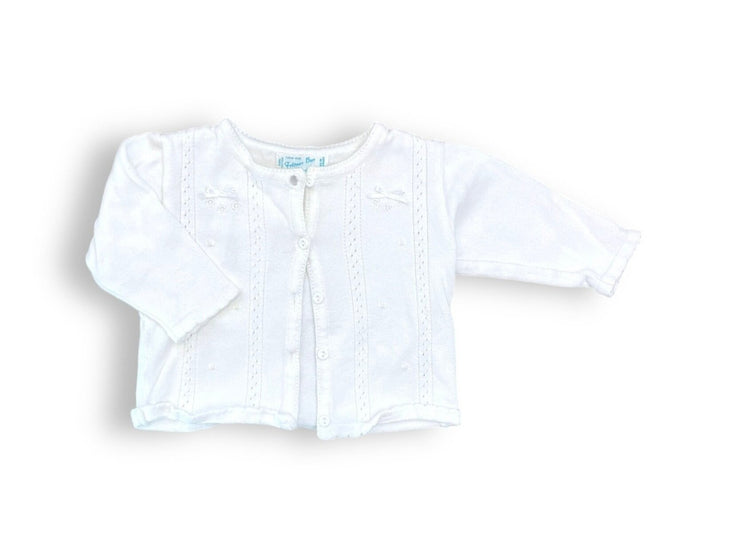 Size 9 month Feltman Bros white knit cardigan with bows Default Title / 9 month / Girl